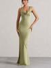 Robe Longue Elegante Satinée Coupe Ajustée Sirène Dos Nu 2025