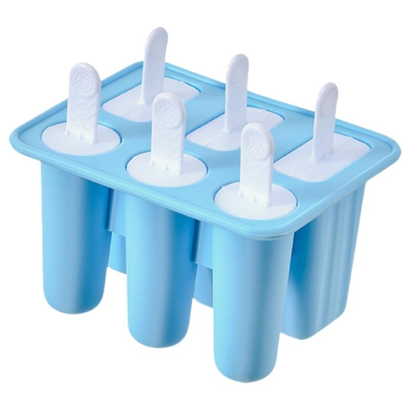 Safe Silicone Ice Lolly Maker With Detachable Stick Creative 6 Compartments Popsicles Tray Ice Cream Making Molds