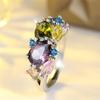 Geometric CZ Stone Multicolor Zircon Rings For Women Vintage Silver Color Engagement Ring Wedding Jewelry Bridal Versatile Gifts