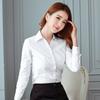 Camisa de Mujer Cuello en V Manga Larga Ajustada Casual Botones Delanteros Oficina Trabajo Blusa Top