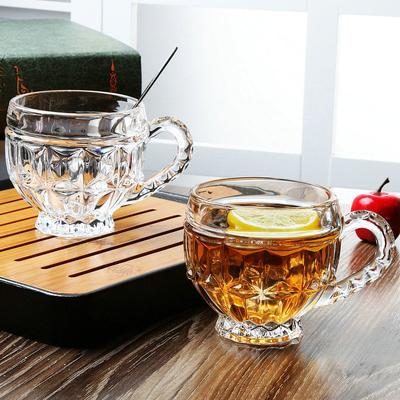 2pcs Vintage Transparent Glass Mug Water Cup Coffee Cup Milk Cup Mug Beer Cup Drinkwear