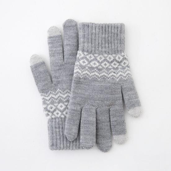 1 Pair Winter Warm Knitted Gloves for Women Men Touch Screen Full Finger Gloves Cold Weather Windproof Thicken Gloves for Skiing Cycling Hiking