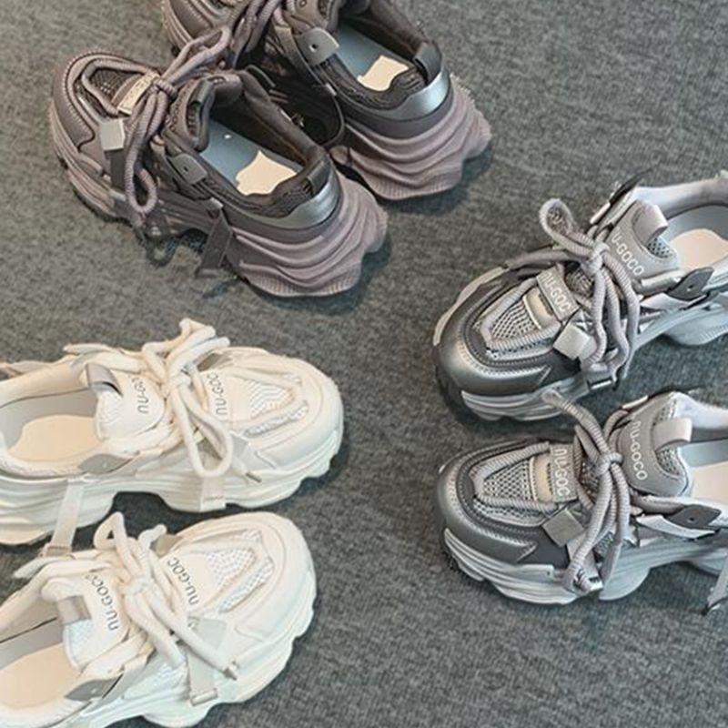 Sneakers Dad-Schuhe Damenfüße sind klein und vielseitig, kleine dicke Sohlen erhöhen die Höhe, Fried Street Freizeitschuhe