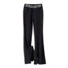 Autumn Winter Elegant High-Waisted Flared Black Long Pants with Slits