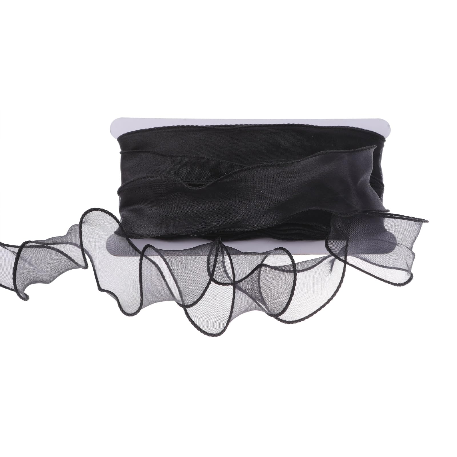 

Rubonarie Organza Ribbon, Polyester Ribbon for Wrapping, Decorations, Hair Accessories, Weddings, and Parties (Black)