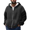 Men'S Winter Zipper Hooded Fleece Sweatshirt With Patch Pocket Casual Jacket