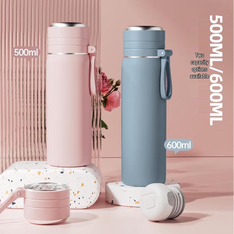 ZETAI 600ml Stainless Steel Thermos Water Bottle with Tea Infuser