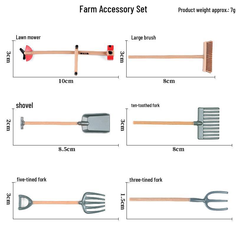 Animal Farm Model Set: Trees, Fences, Vegetables, Tools, Cart, and Props for Toy Scenes