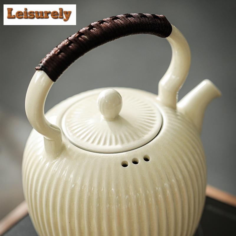 800ml Sodaglasyr Randig Keramisk Tekanna Lyftbalkskanna För Elektrisk Keramisk Spis Vattenkokare Bryggteset Teartikel