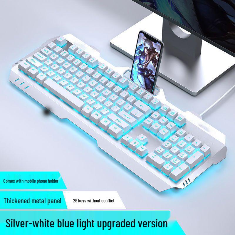 Silent Mechanical-Feel Wired Keyboard & Mouse Gaming Set (3-Piece, Universal for Computers & Laptops)