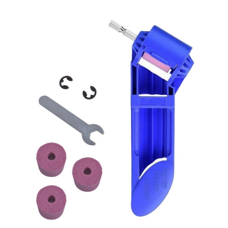 

Electric Drill Sharpener Featurings Angle Guide Slots Protective Shield For Precise Bit Sharpening And Polishing синій