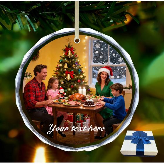 Personalized Christmas Ornament ,Custom Photo Crystal Pendant, Unique Christmas Gift For Couples,Family Home Xmas Tree Decor