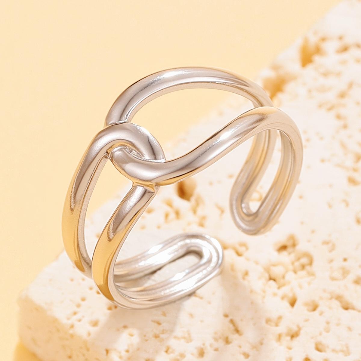 Versatile Simple Intersecting Lines Stainless Steel Ring with Oil Press Finish