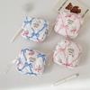 Cute Bow Flower Quilting Cotton Makeup Bag Portable Travel Small Item Bag Sanitary Napkin Makeup Small Fashionable Cosmetic Case