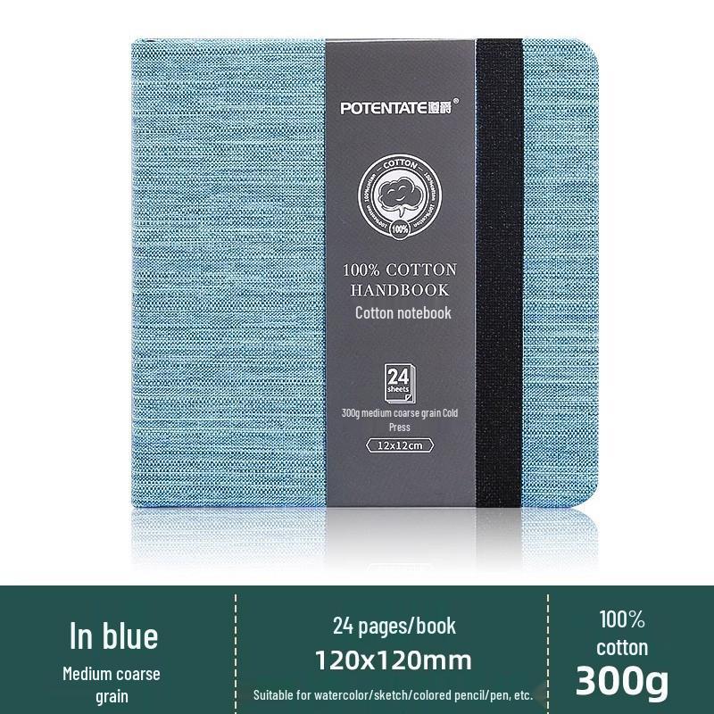 Zun Jue Portable 100% Cotton Watercolor Accordion Journal, 300g Fine Grain Fabric Book for Art Students
