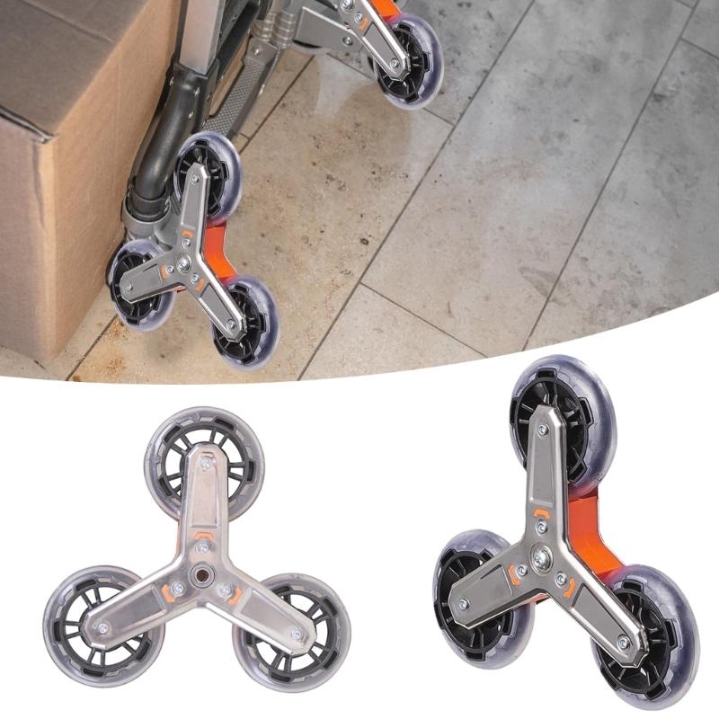 2 st Stål Trappklättringshjul Triangulära Hjul Lätt att Installera Triangulära Hjulhjul för Shoppingvagnstillbehör