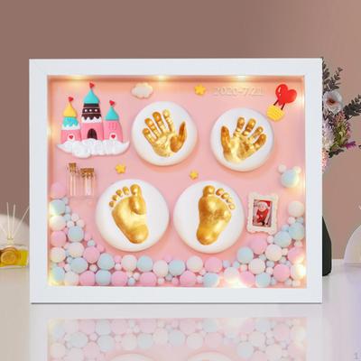 Baby Picture Photo Frame Footprint & Handprint 12'' Wood Nursery Room for Decor