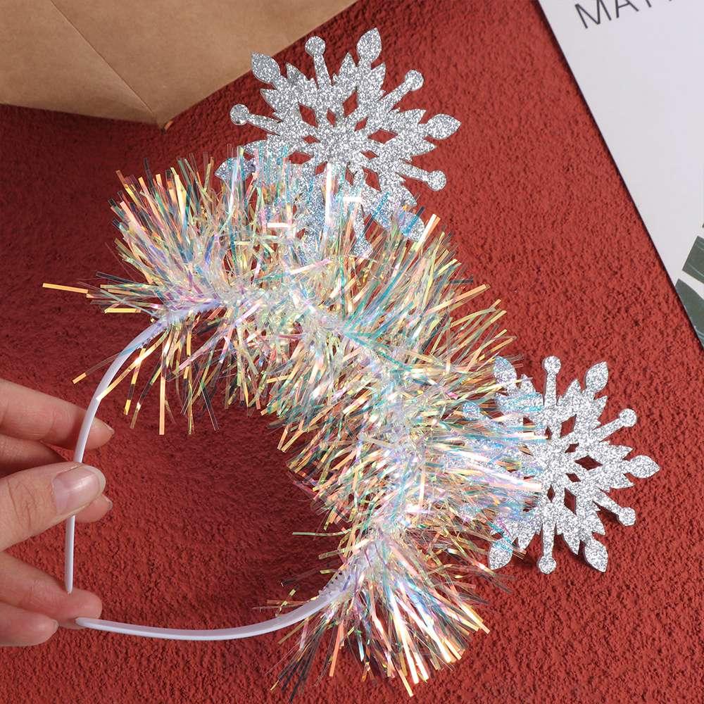 Plastic Snowflake Headdress Color Ribbon Cosplay Headbands  Christmas Festival Gifts
