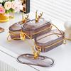 Elegant Iron Art Snack Dish with Compartments: Luxurious Fruit Plate for Home or Hotel