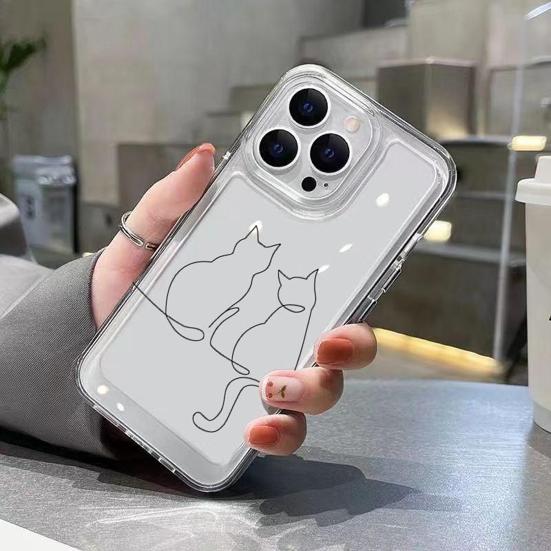 Custodia Morbida Trasparente Per Samsung Galaxy S26 S25 S24 S23 S22 Ultra Plus S21 FE A55 A54 A53 A35 A34 A56 Con Copertura Gatto Linea Carino