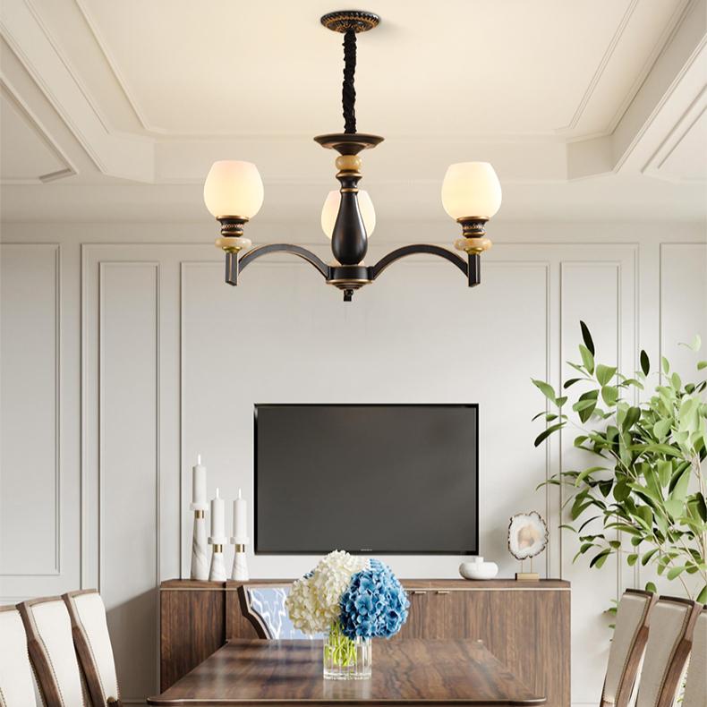 Modern and Simple Chandelier, Ceramic Dining Room Light Study and Bedroom Lamp