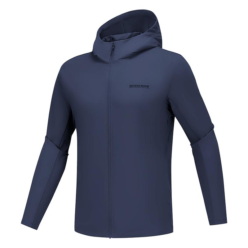 Skechers Godri Performance Series Moisture-Wicking Quick-Dry Hooded Comfortable Long Sleeve Jacket Men jackets Navy-Blue P225M155-02MZ
