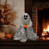 Dekoracja Duch na Halloween, Błyszcząca Figurka Ducha Zewnętrzna z Materiału z cekinami, Świecący Upiorny Duch na Imprezy Halloweenowe, Trawnik Zewnętrzny, Dekoracja Werandy