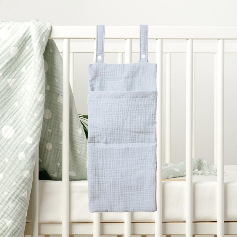 Breathable Infant Bed Hanging Storage Bag Large Compartment 2-Pocket Organsier Case for Baby Supplies and Accessories