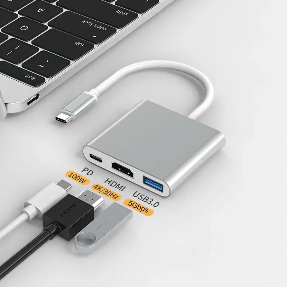 USB C HUB 4K 30Hz PD100W Dock USB-C 3.1 Splitter Type-C USBC Docking Station Adapter for MacBook Laptop iPad Huawei USB 3.0 HUB
