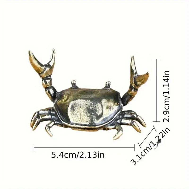 

1PC Pure Brass Miniature Crab Figurine Animal Statue Copper Ornament Nordic Style Decorative Craft for Home Office Desk