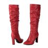 Women's High-heeled Boots Autumn and Winter New Simple Temperament Solid Color Large Size Versatile Medium Boots