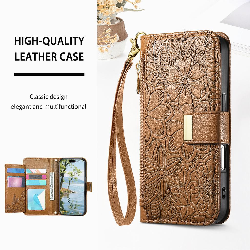 Floral Leather Wallet Case for Motorola Moto E15/G05/G15/G75/G85...Vintage All-in-One Card Holder w/Stand, Magnetic Closure & Wrist Strap