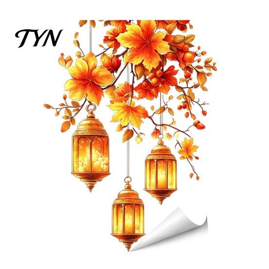 Pumpkin Maple Leaf Stickers Fall Thanksgiving Static Window Clings, Autumn Floral Glass Seasonal Home Decor Decals, Removable Harvest Season for Shop