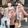 2025 Girls' Fleece-Lined Lamb's Wool Coat: Thick, Stylish Winter Wear for Children