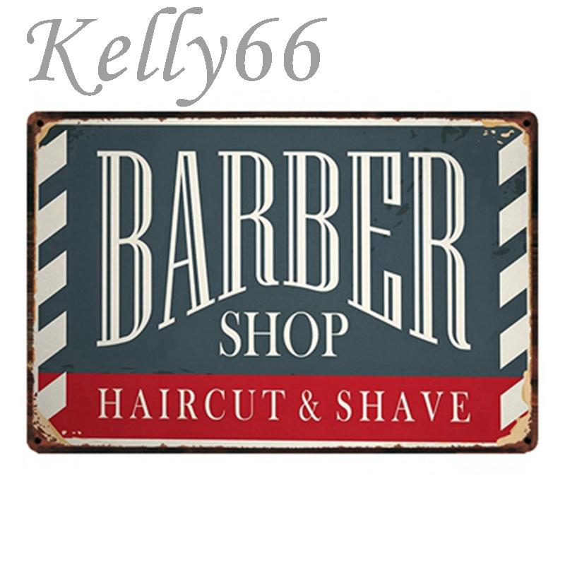 

[ Kelly66 ] Barber Shop Metal Sign Tin Poster Home Decor Bar Wall Art Painting 20*30 CM Size y-1457