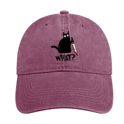 Cat Ce? Pisica neagră criminală cu cuțit Cadou Tricou premium Pălărie de cowboy Pălărie Plajă pentru ziua de naștere Pălării de ceai Pălărie de rugby pentru femei unisex