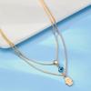 Minimalist Double Layer Turkish Evil Blue Eyes Hand Pendant Necklaces Round Demon Eye Choker For Women Men Lucky Party Jewelry