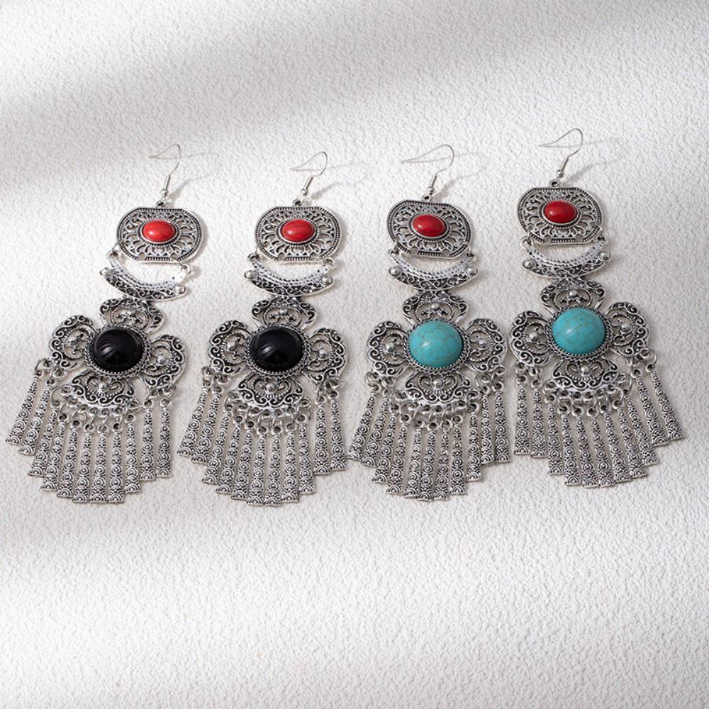 Thai Style Rhinestone Pearls Ear Drop Luxury Ethnic Style Ear Studs Retro Tassel Earrings Banquet