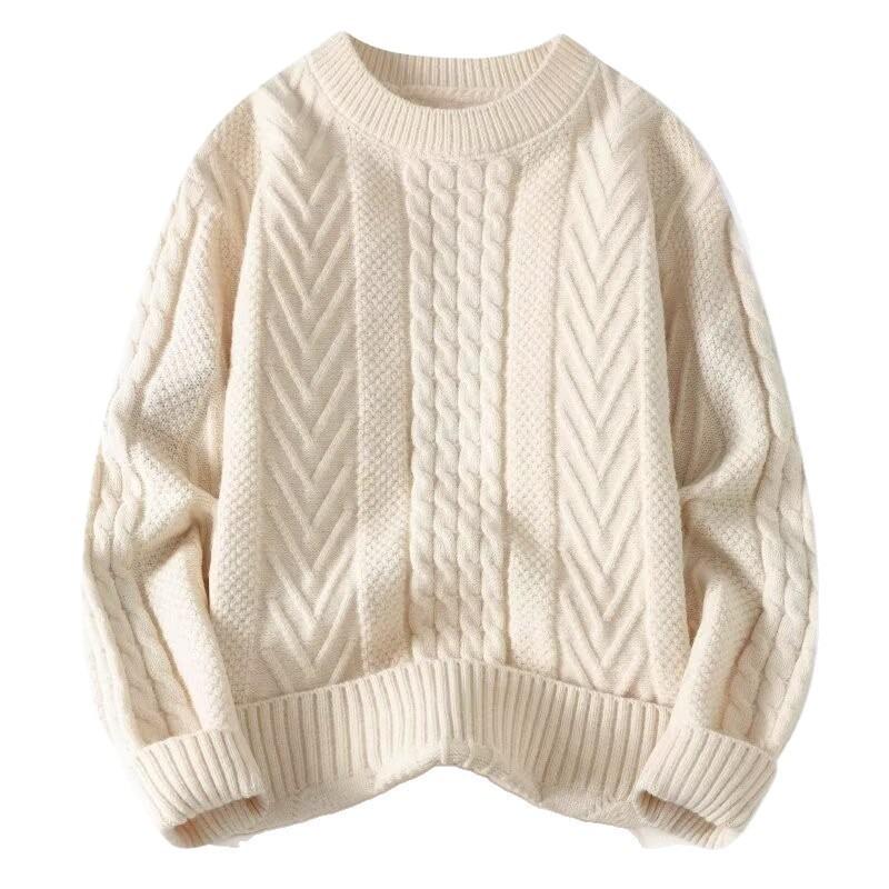 Sweter z dzianiny skręcanej dla par Luźny Vintage Lenistwo Wielokolorowy