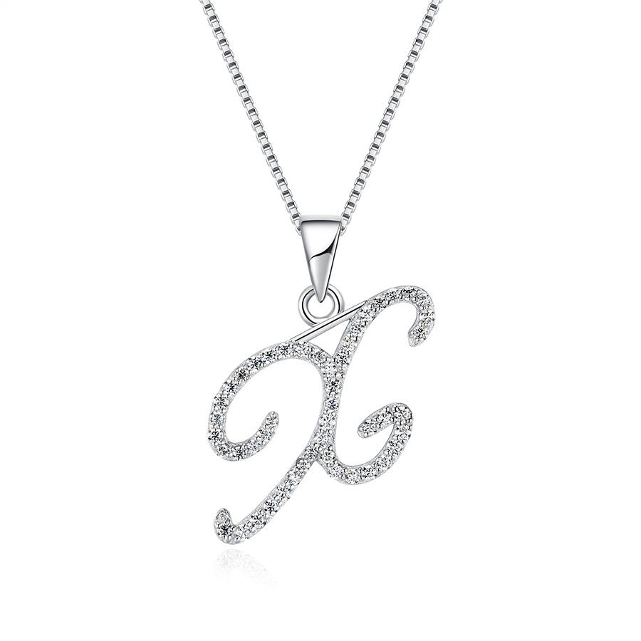 Charming Alphabet Elegant Pendant Initial Letter X Simple Exquisite Love Heart Necklace Fashion DIY