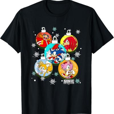 Sonic The Hedgehog Christmas X-Mas Globes Decorations T-Shirt