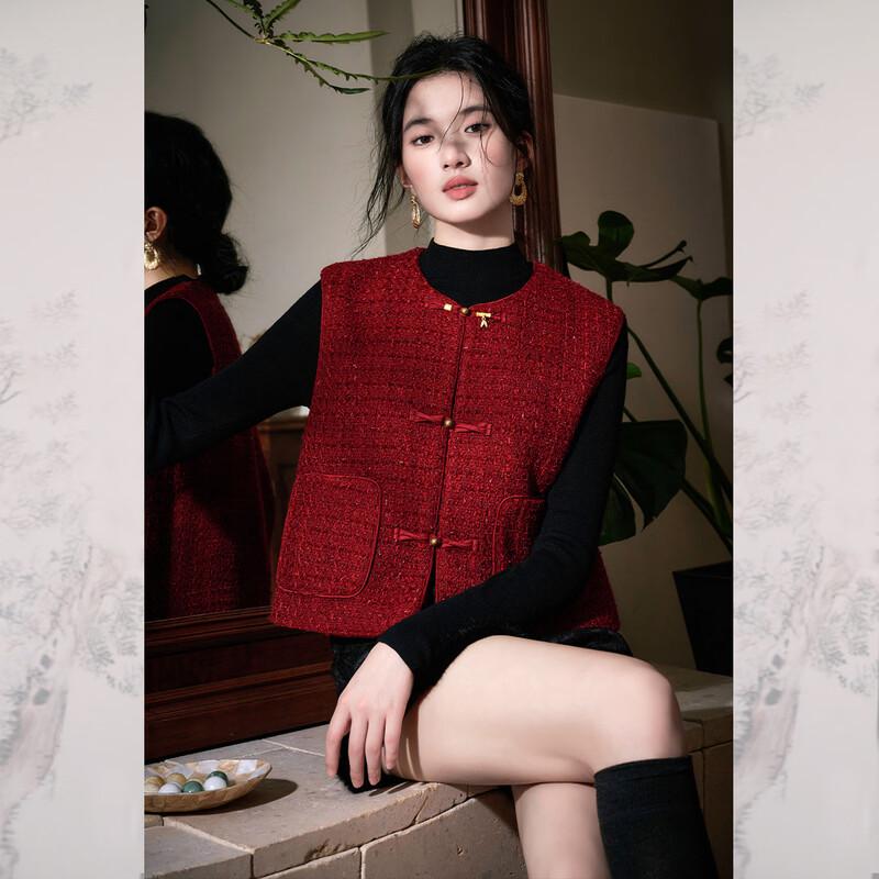 

Жилет JK&JS 2025 Осень/Зима из шерстяной смеси в новом китайском стиле M