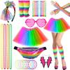 1980s Neon Prom Set: Headband, Earrings, Fishnet Gloves, Leg Warmers, Tutu Skirt