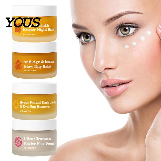 Simple Skincare Routine 4Pcs Day Night Moisturizer Set, Face & Eye Cream for Hydration, Anti-Aging Daily with Repair, Skin Barrier Care Morning
