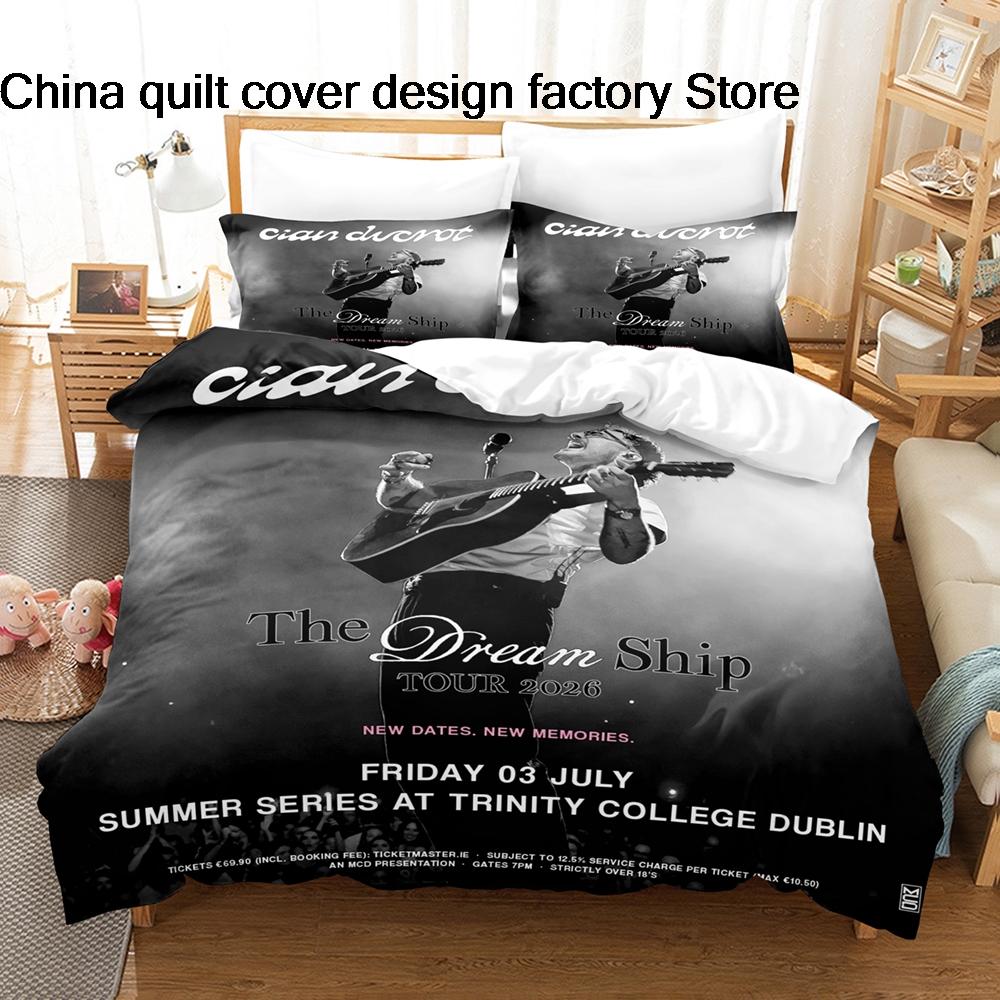 Cian Ducrot Pattern Bedding Set 3Pcs Duvet Cover Pillowcase Lightweight Microfiber Bed Linen Home Bedroom Decor For Music Fans