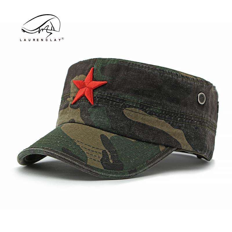 

Cotton camouflage hat three-dimensional embroidery pentagram flat top hat men s and women s outdoor sun protection visor mountaineering travel hat Adjustable армія зелений колір