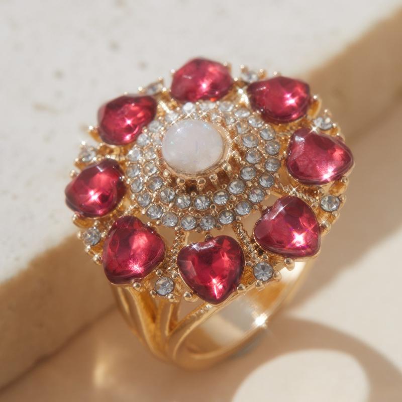 Vintage Floral Ring with Sparkling Synthetic Zirconia, Elegant Jewelry Ring for Men Women