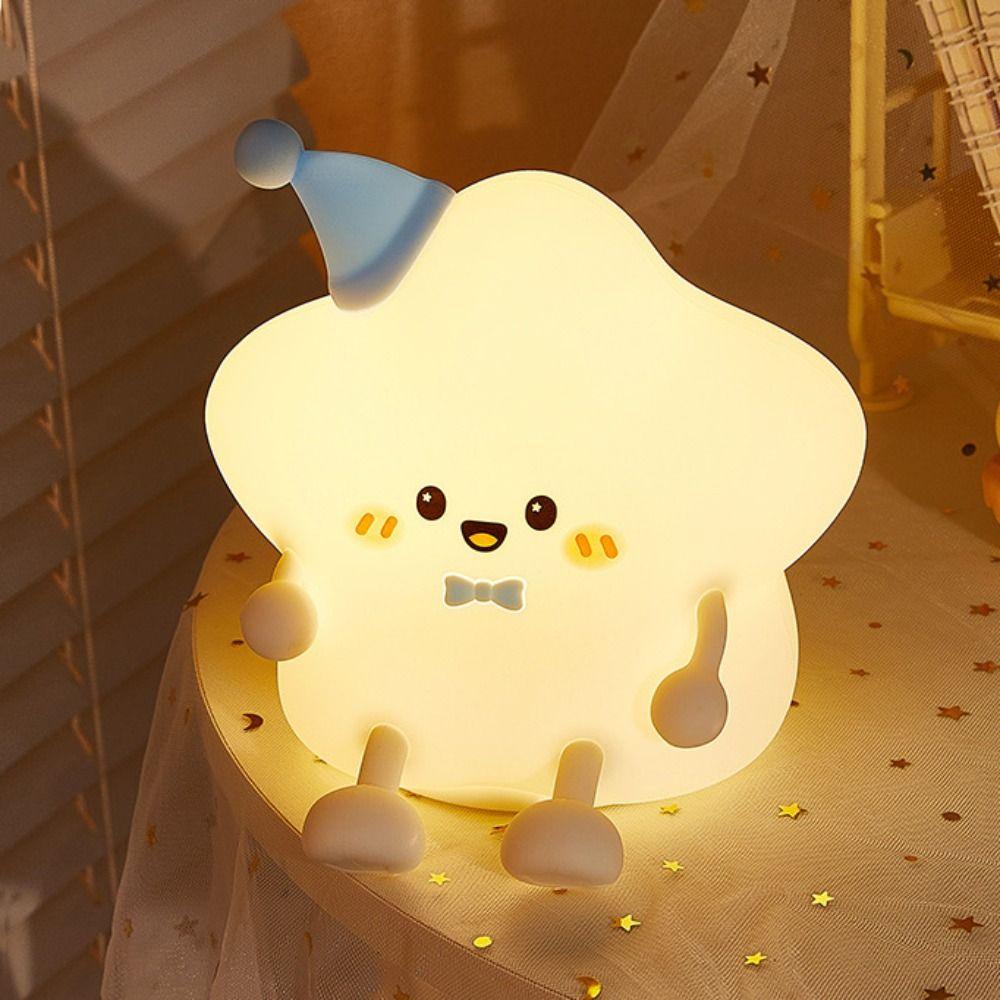 Colorful Light LED Star Night Light Soft Silicone Touch Table Lamp Sleeping Lamp  Sleep Aid