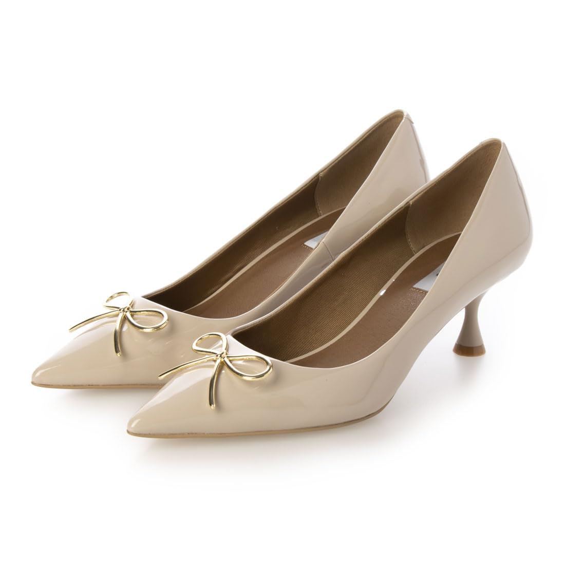 

Evol Women s Gold Ribbon Enamel Pumps BX23815, Beige Enamel, Size 23.0 cm