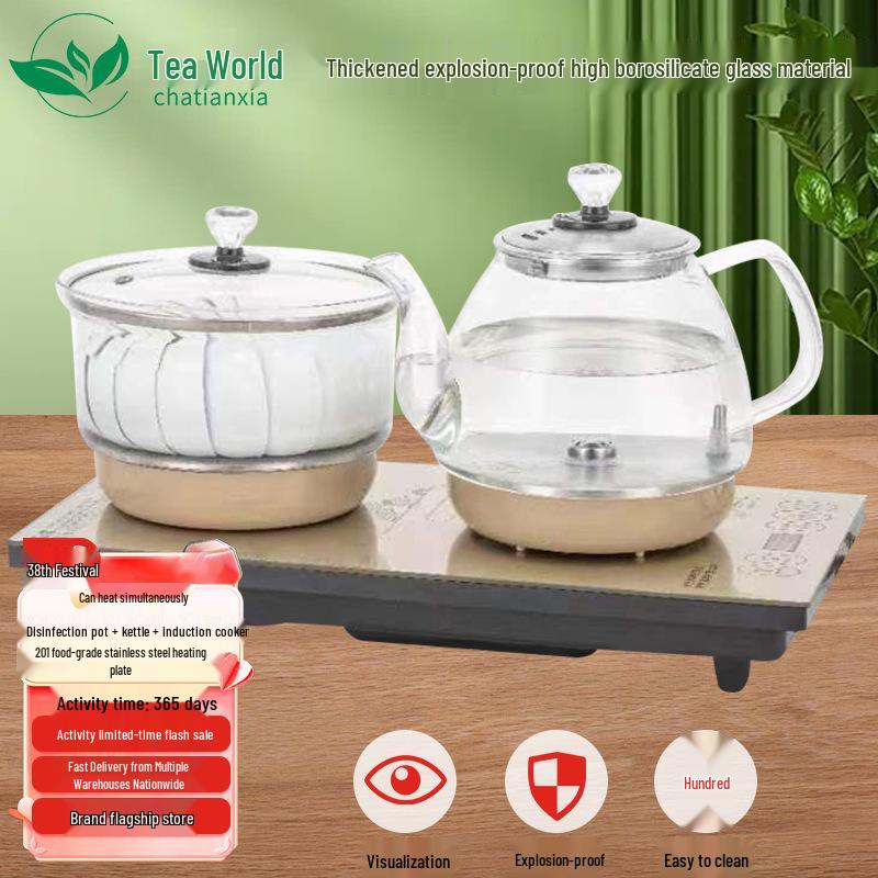 Automatic Electric Glass Tea Kettle with Disinfection Function 20x37 cm Simultaneous Operation
